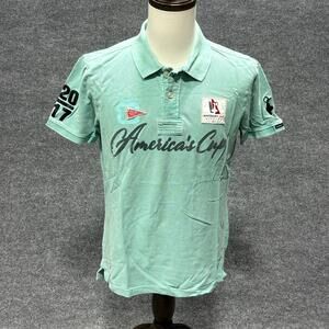 America's Cup Polo Shirt Mens Large Green Sailing Racing Code Zero Bermuda 2017